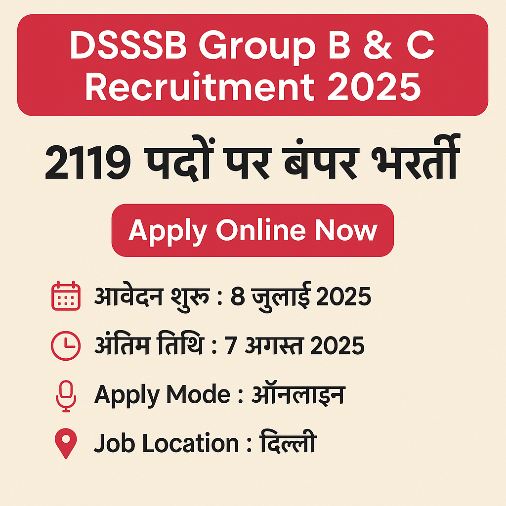 DSSSB Group B & C Recruitment