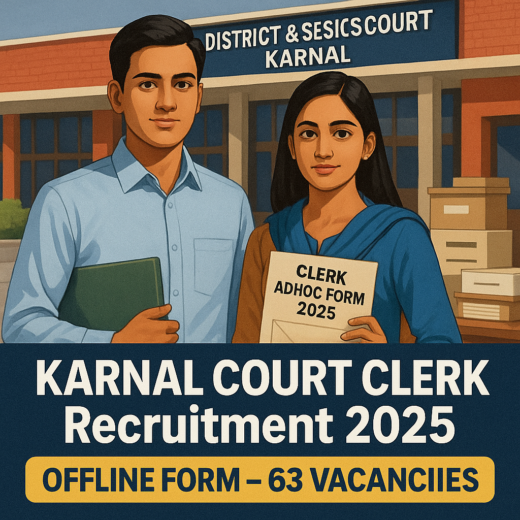 Karnal Court Clerk Recruitment 2025 | करनाल कोर्ट में निकली क्लर्क के 63 पदों पर भर्ती